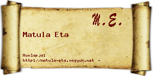 Matula Eta névjegykártya